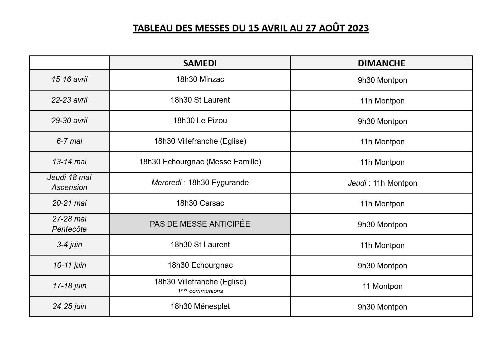 Planning messe