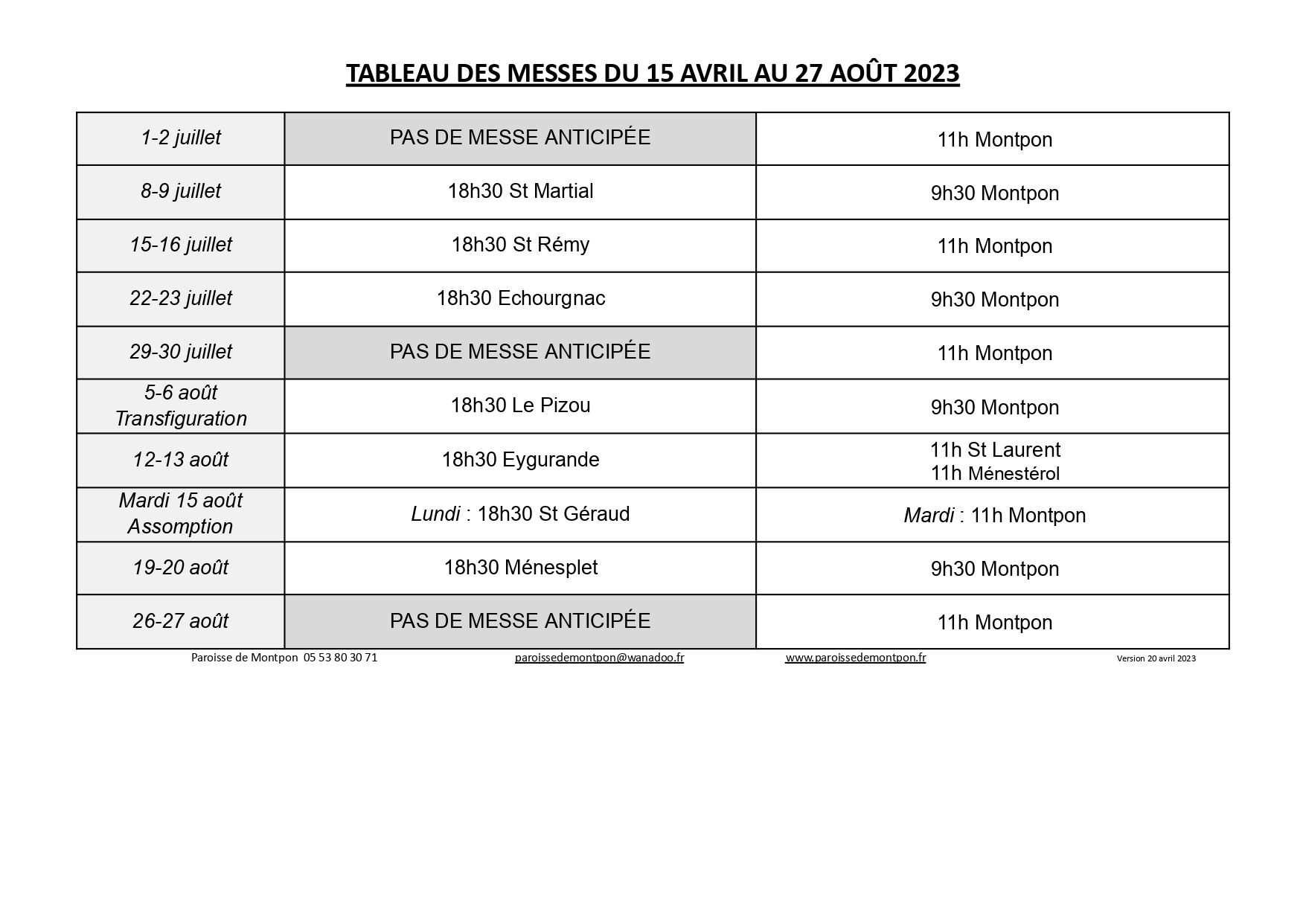 Planning messe
