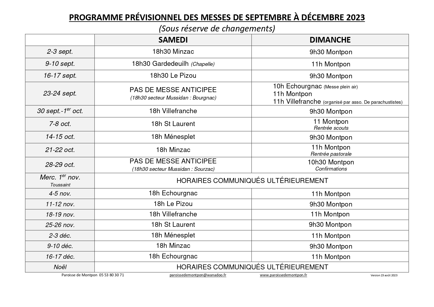 Planning messe